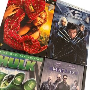 Superhero Action DVD Lot Spider Man‎ 2 Matrix X2 Hulk Marvel DC